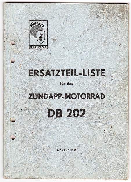 Original Ersatzteilliste Typ DB 202